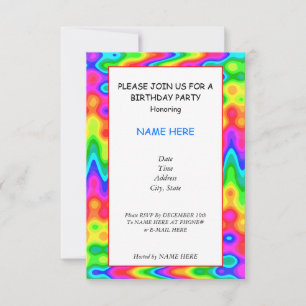 Psicodélica tarjeta de invitación a la fiesta de c