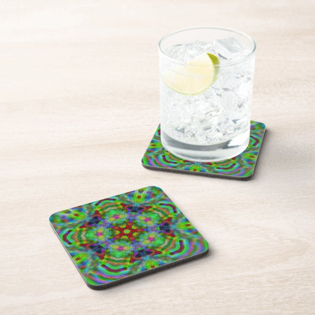 Psicodélico Arcoíris Caleidoscopio Posavasos (Lado Derecho)