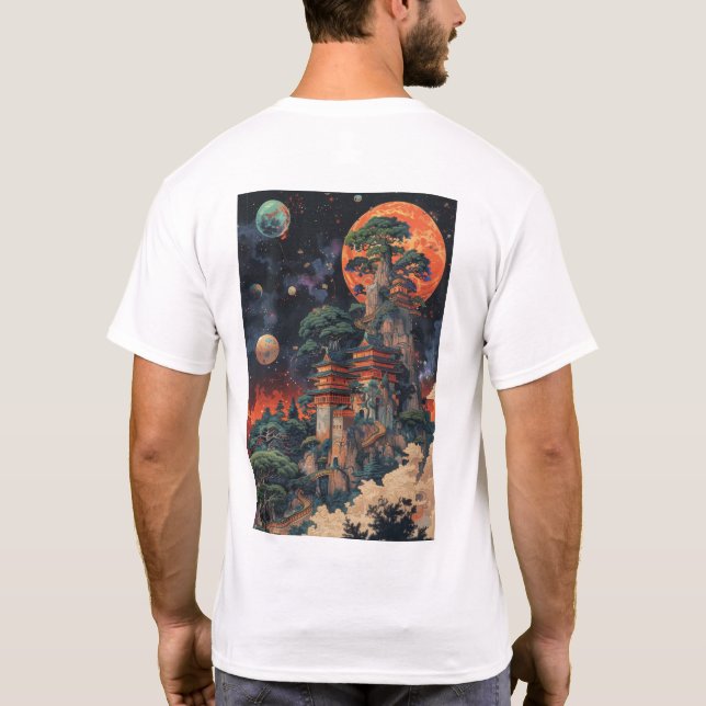 Psicodélico DMT Baobab Bonsai Ukiyo-e camiseta (Reverso)