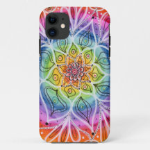 Psicodélico, hippie, flor Mandala iPhone 11 Funda