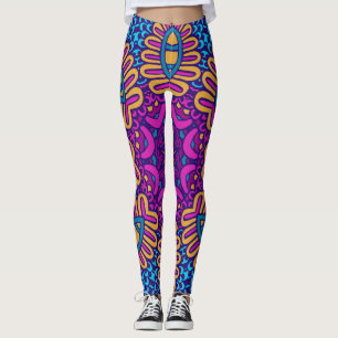 Psicodélico Patrón Tribal Leggings - Vibrante Boho