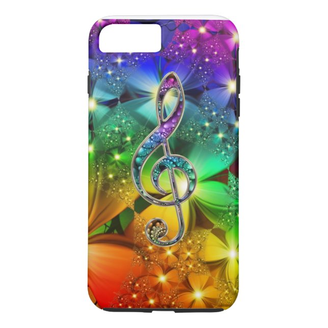 Psicodélico Rainbow Music Clef iPhone 7 Funda (Reverso)