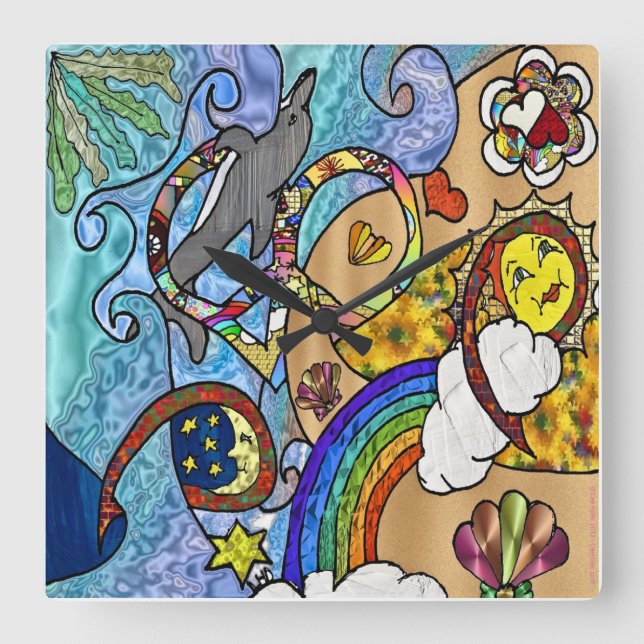 Psicodélico retro años 60 en el reloj de la playa (Anverso)