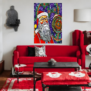 Psicodélico Santa Claus Art Poster de arte de IA