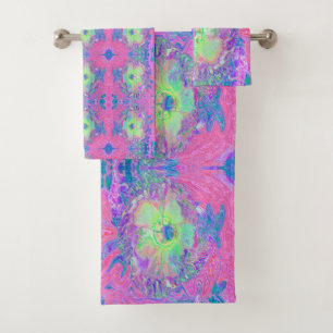 Psicodélico Trippy Lime Green y Púrpura Hibiscus