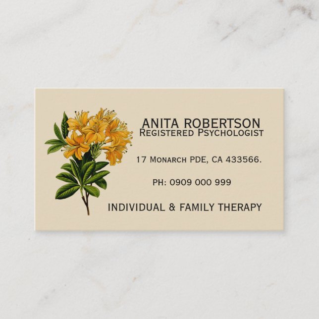 Psicólogos Nombramiento Tarjetas de visita Floral (Anverso)