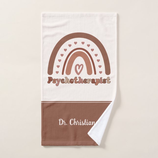 Psicoterapeuta Personalizado Boho Arcoíris (Toalla de mano)