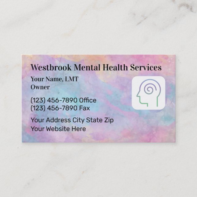 Psicoterapia Tarjetas de visita de salud mental (Anverso)