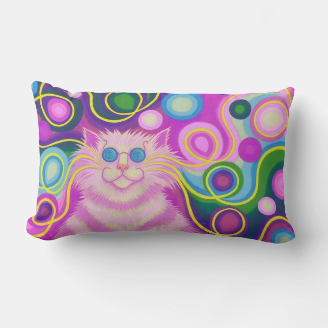 Psy-cat-delic almohada rosada de tiro (Anverso)