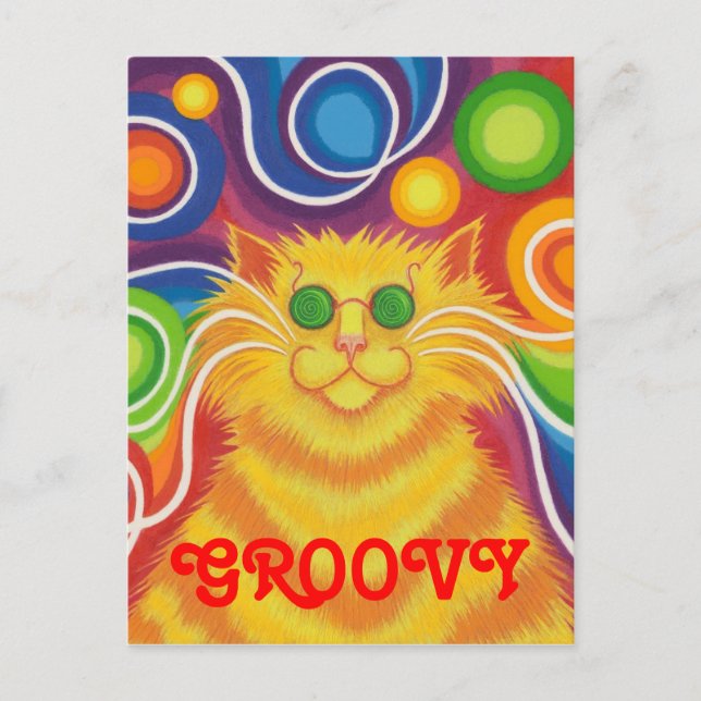 Psy-cat-delic 'Groovy' postal vertical (Anverso)