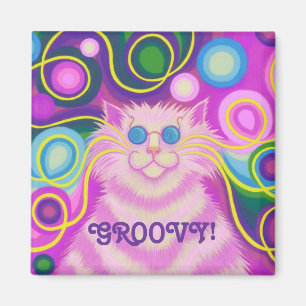 Psy-cat-delic Pink 'Groovy' frigorífico con imán c