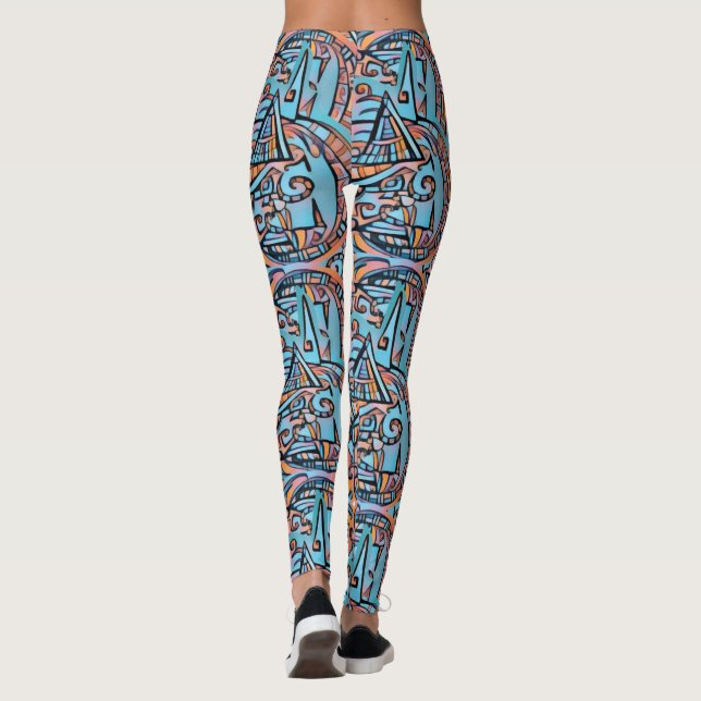 Psy geométrico fractal Leggings (Reverso)