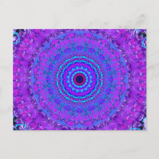 Psyche púrpura Mandala kaleidoscope postal (Anverso)