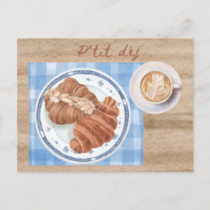 P'tit déj - Postal de desayuno francés