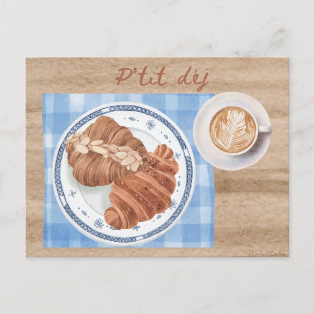 P'tit déj - Postal de desayuno francés (Anverso)