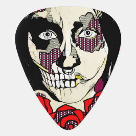 Púa De Guitarra Chica moderna del día de los muertos con cráneo de