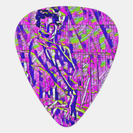 Púa De Guitarra Chica Pinup Rosa Púrpura Arte Abstracto Mujer Arte