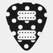 Púa de guitarra de puntos de polka blanco/negro