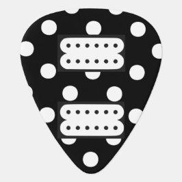 Púa de guitarra de puntos de polka blanco/negro