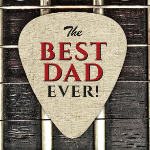 Púa De Guitarra Día del Padre Mejor Papá Nunca Típografía Rústica
