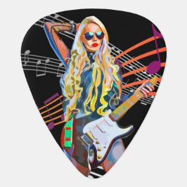 Púa De Guitarra guitarrista rubia Rocker Mujer Abstracta Música