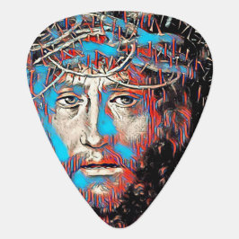 Púa De Guitarra Jesucristo con Corona de Espinas Pintura Abstracta