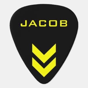 Púa De Guitarra Nombre personalizado negro y amarillo