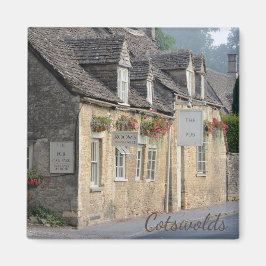 Pub de pueblo en el imán de texto Cotswolds