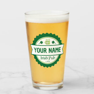 Pub irlandés personalizado de 16 oz. Vaso de cerve