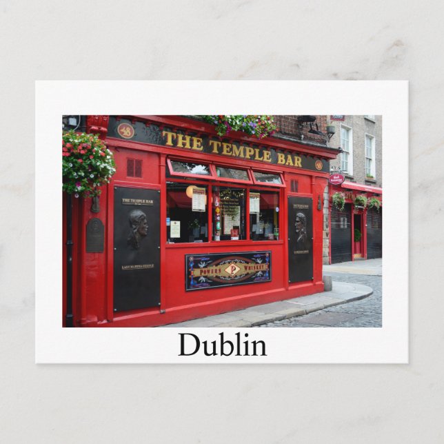 pub Red Temple Bar en Dublin con postal de texto (Anverso)
