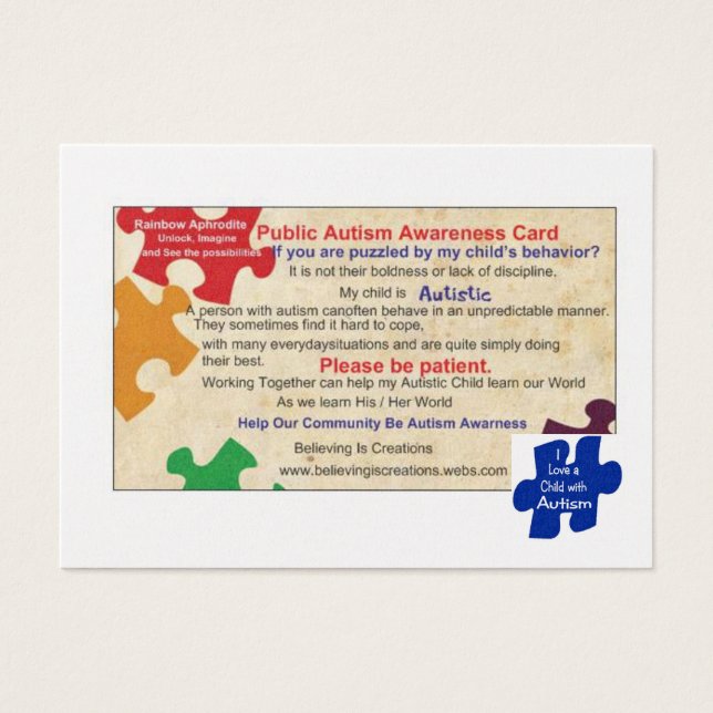 Public Autism Awarness Card (Frente)
