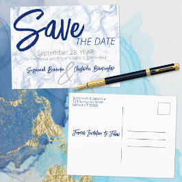 Publicación minimalista de Invitación azul y blanc