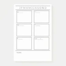 Publicación semanal de Planner Notas sobre Pad 4"x