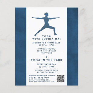 Publicidad de clase de yoga azul de la Marina mode