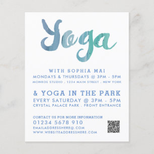 Publicidad de clase moderna de yoga azul