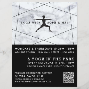 Publicidad de clase moderna de yoga en mármol mode