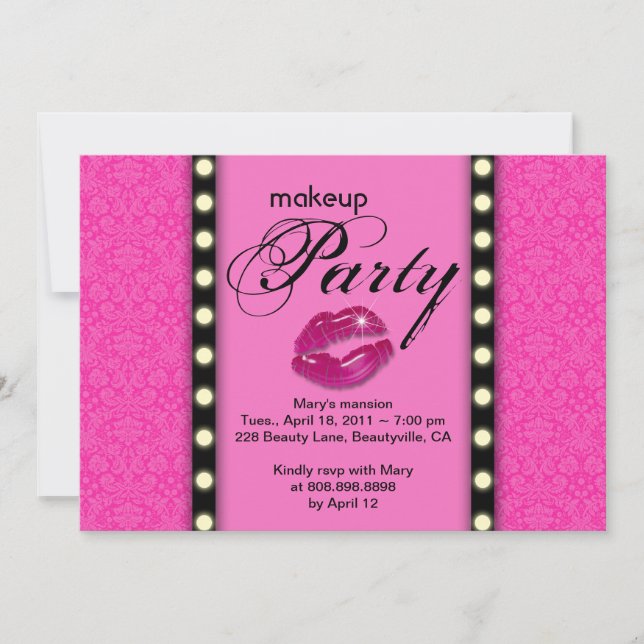 Publicidad de invitación a la fiesta de maquillaje (Anverso)