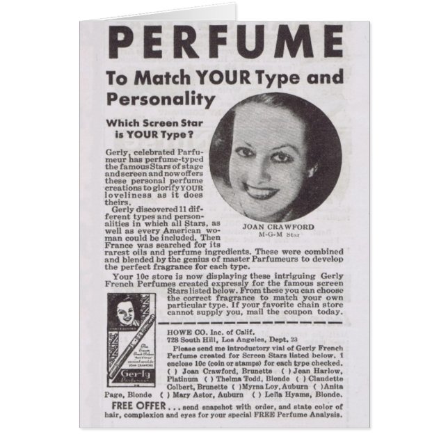 Publicidad de JOAN CRAWFORD Perfume (Frente)