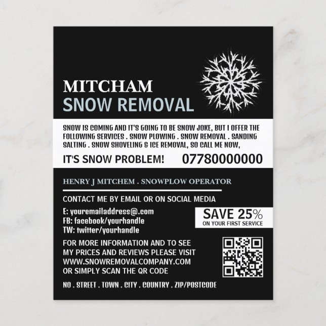 Publicidad de la empresa de eliminación de nieve,  (Frente)