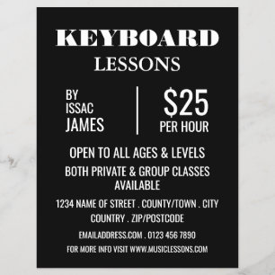 Publicidad de las lecciones de teclado con estilo