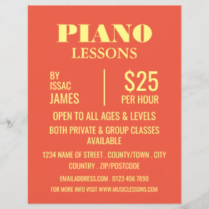 Publicidad de lecciones de piano de diseño