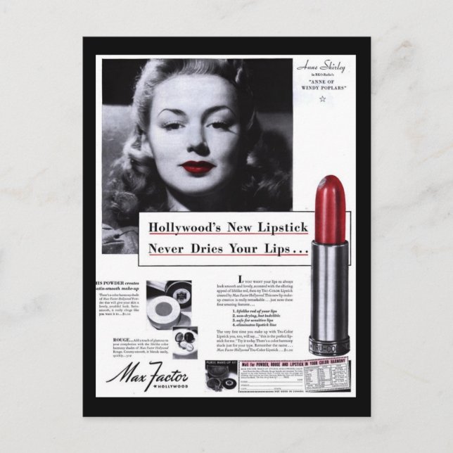 Publicidad de pintalabios postales (Anverso)