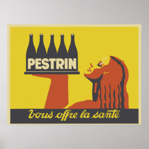 Publicidad en agua mineral de arte deco retro