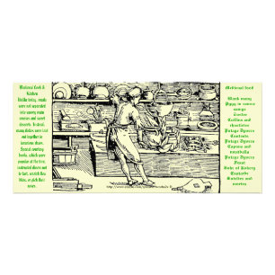 Publicitaria "Cocina medieval del siglo XII y tarjeta de cocina