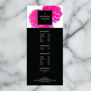 Publicitaria Elegante acuarela Pink Peonies Tarjeta para rack