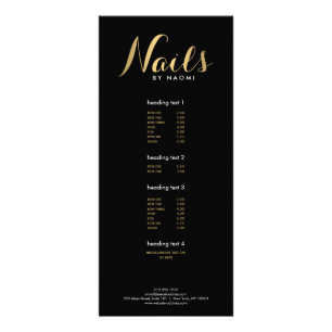 Publicitaria Leyenda Glam Nails Textos Tarjeta para rack dorado