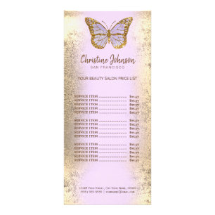 Publicitaria mariposa lavanda en tarjeta de rack de Relieve met