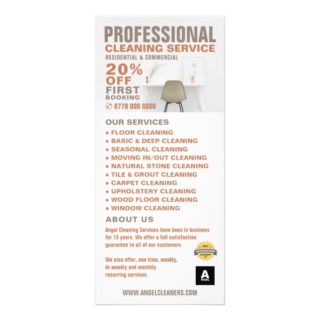 Publicitaria Office Desk, tarjeta de rack de la lista de precio (Frente)