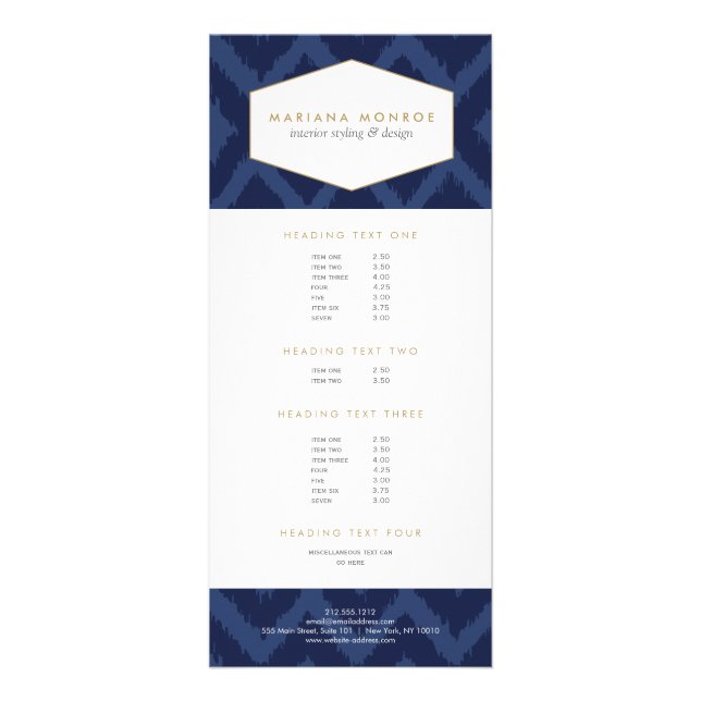 Publicitaria Patrón de Ikat en la tarjeta de rack del Diseñador (Frente)