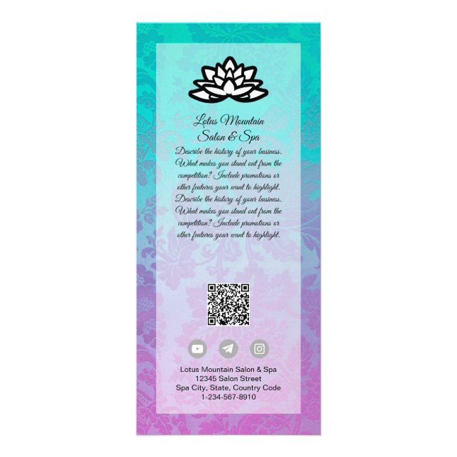 Publicitaria Plantilla de tarjeta de spa Damask Ombre Salon de  (Frente)